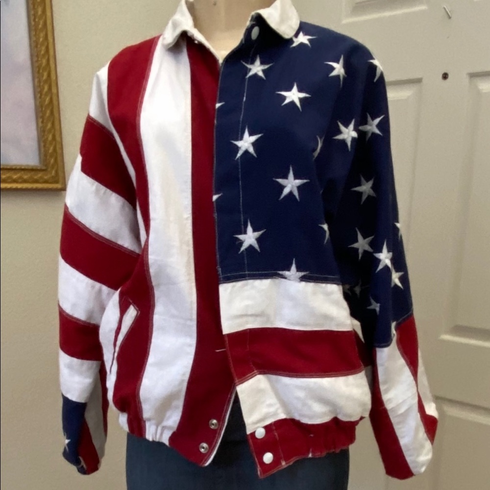 “RINGSIDE” 🇺🇸Vintage American Flag Bomber Jacket